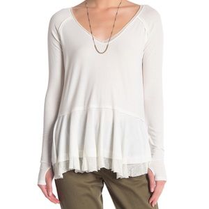 EUC Free People Tangerine Tiered Swing Top White